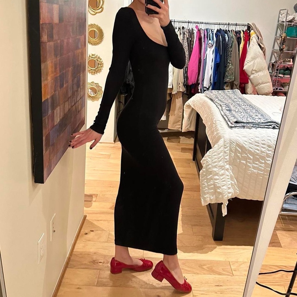 SKIMS Black Maxi Dress with Long Sleeves - Picture 4 of 4
